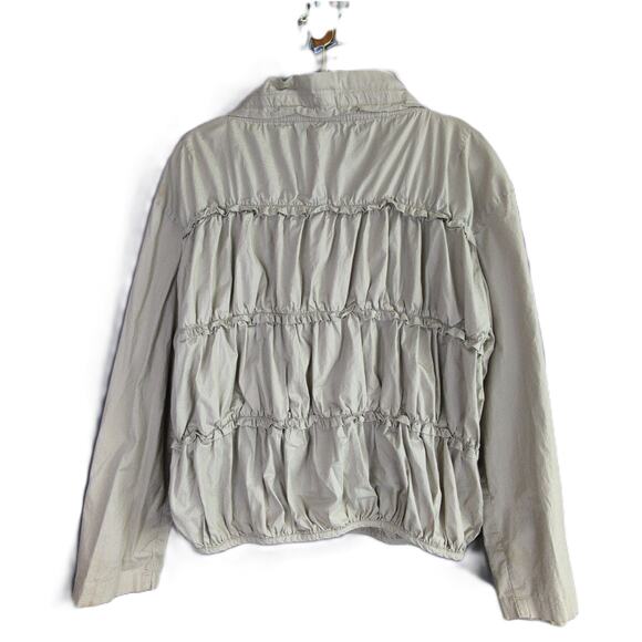 Habitat Clothes to Live In Jacket Womens L Tan Ruched Button Front Lightweight - Picture 8 of 8